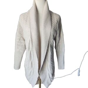 Pink Rose Sweater Womens Size X-Small Beige Cardigan Cable Knit Shawl CollarCozy